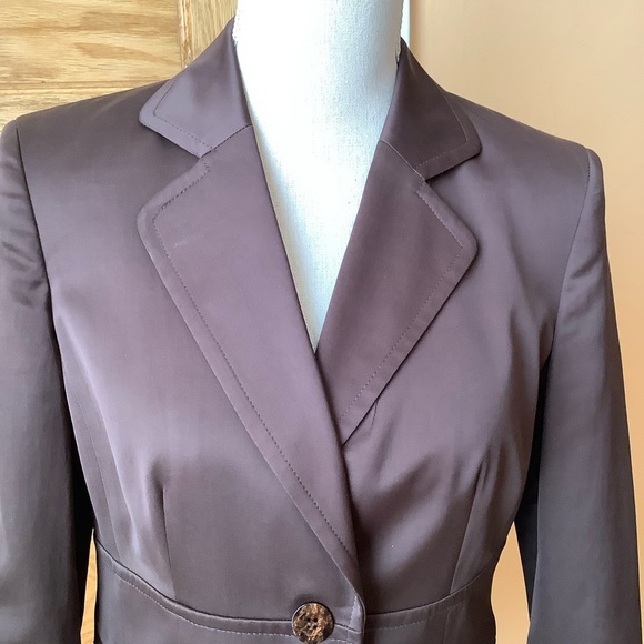 JONES NEW YORK Brown Stretch Satin Hourglass Blazer Size 4 - Picture 5 of 14